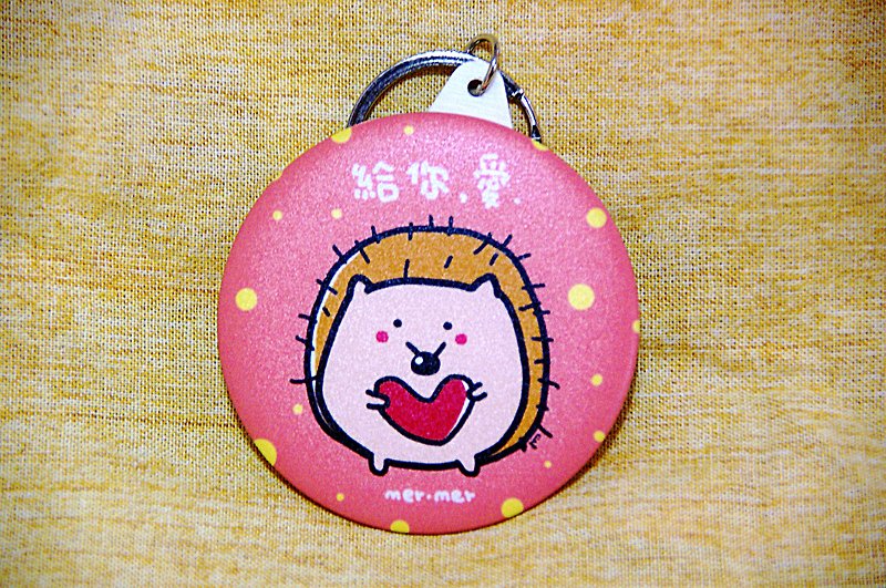 Hedgehog Gives You Love/Mirror Keyring - Keychains - Other Metals Red