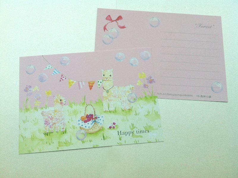 *Zoe's forest*軟綿綿的草泥馬明信片（cs19） - 卡片/明信片 - 紙 粉紅色