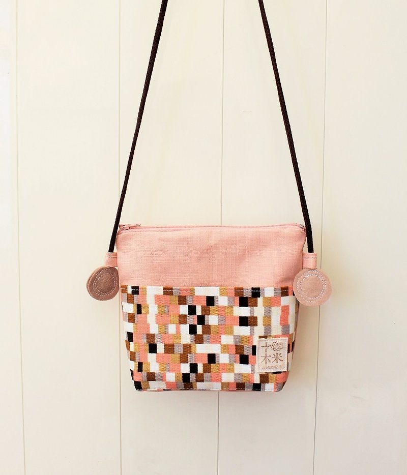 [Ten wooden meters. Lorenza] childlike Macaron messenger bag # magic box - Messenger Bags & Sling Bags - Other Materials Pink