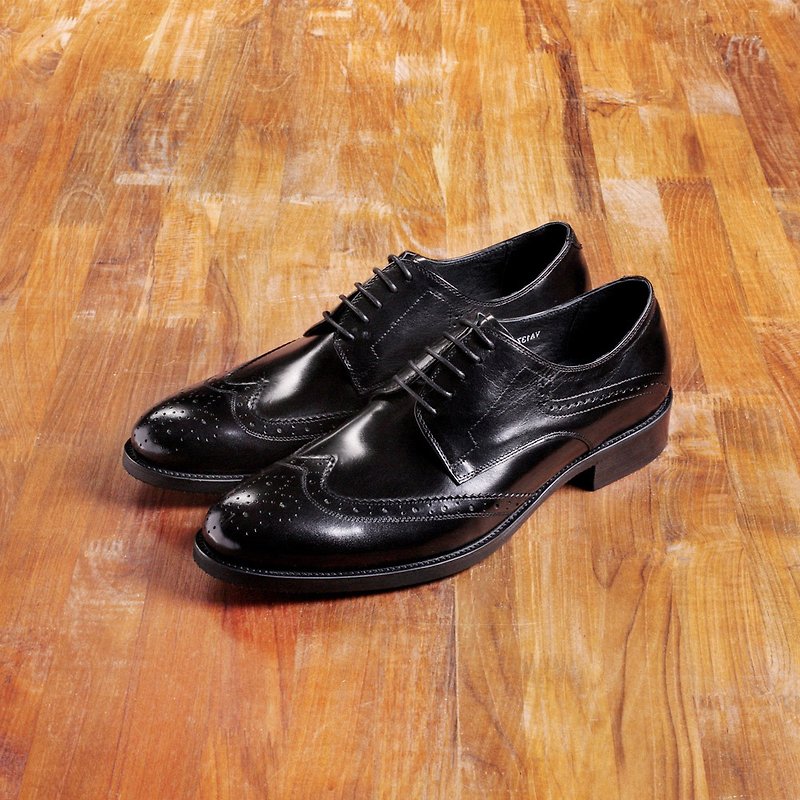 Vanger エレガントで美しい ‧現代的な Yingshi ブローグ彫刻が施された革靴 Va137 紳士ブラック - オックスフォード靴 メンズ - 革 ブラック