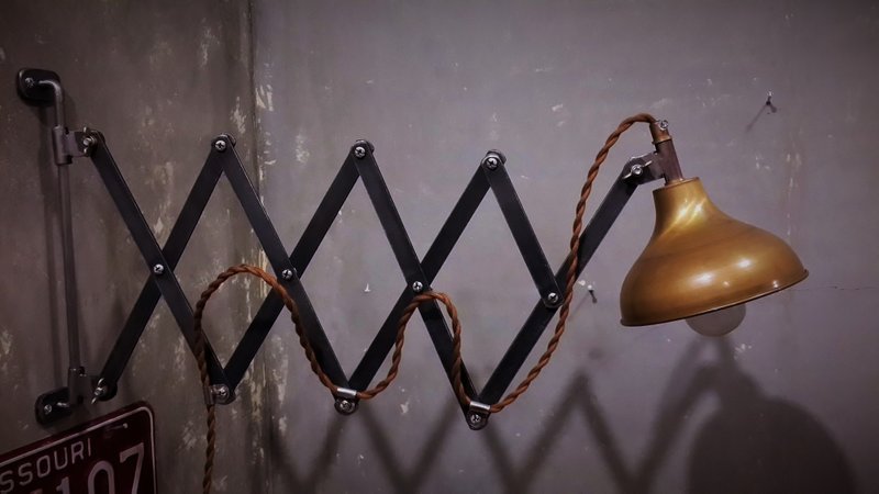 工業系 剪刀夾伸縮壁燈 - 燈具/燈飾 - 其他材質 咖啡色