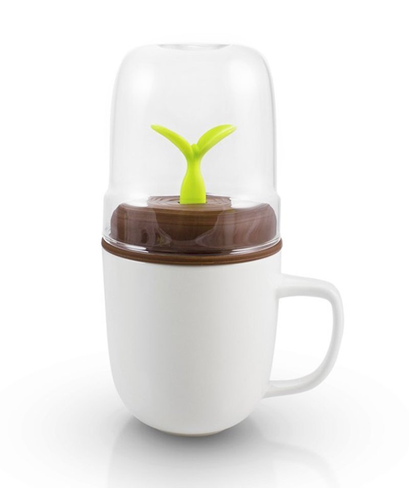 dipper 1++ 雙杯組 (黑杯+咖啡蓋+綠芽攪拌棒款) - แก้วมัค/แก้วกาแฟ - วัสดุอื่นๆ ขาว
