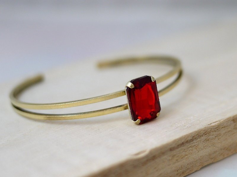 [* Charlene ‧ gold jewelry] diva series - octagonal glass of red brass bracelet ‧ - Bracelets - Other Metals Red