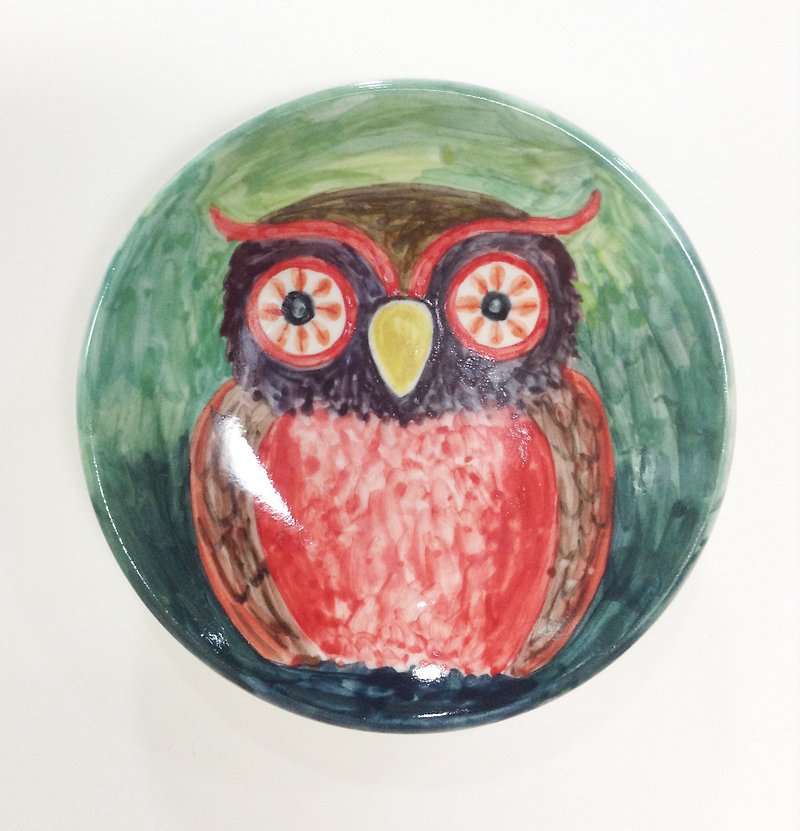 Petal Eyed Owl - Hand Drawn Dish - Small Plates & Saucers - Other Materials Multicolor