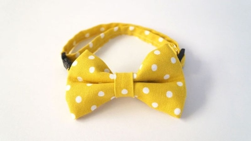 [Miya ko. Grocery cloth hand-made] cats and dogs tie / tweeted / bow / cute little / pet collar - Collars & Leashes - Other Materials Yellow