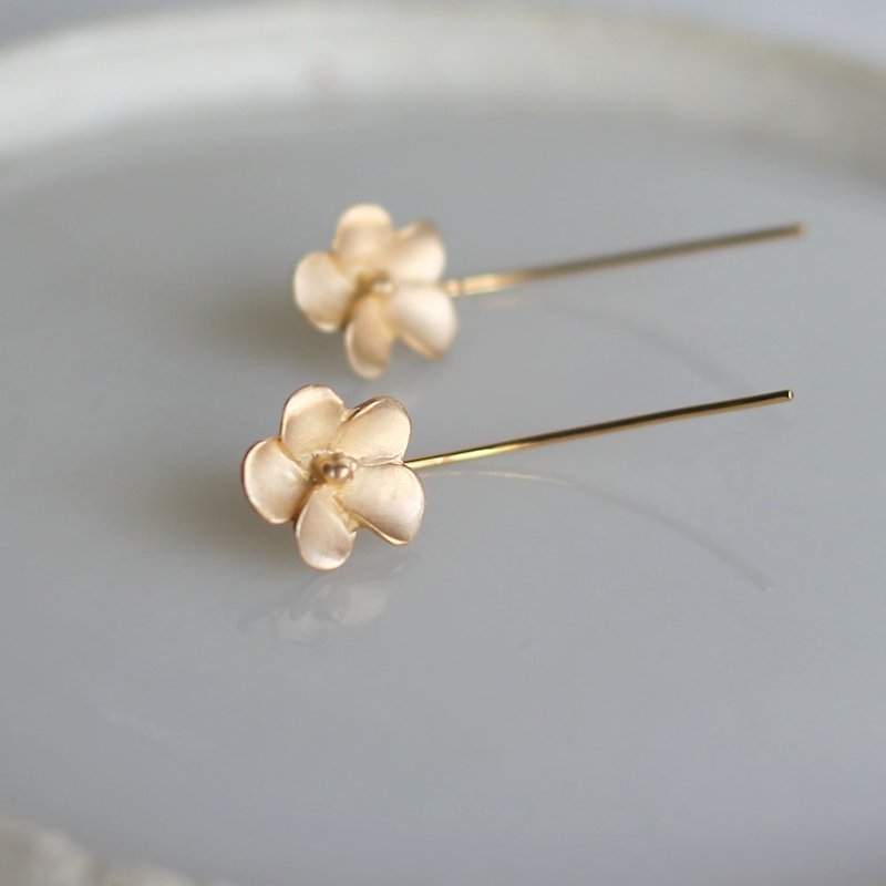 Oxalis pierced earrings - Earrings & Clip-ons - Other Metals Gold