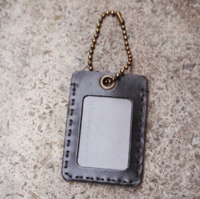 Sienna leather ID ticket luggage card holder - ที่ใส่บัตรคล้องคอ - หนังแท้ สีดำ