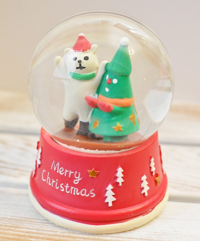 [Japan Decole] limited edition Christmas snowflake Christmas ball / crystal ball and glove ★ Christmas polar bear Christmas tree - Items for Display - Glass Red
