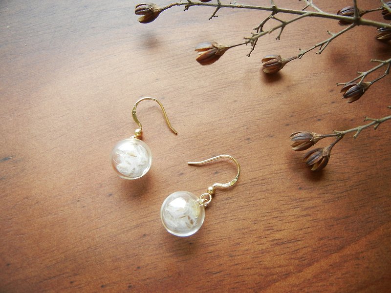 *coucoubird*dandelion hanging glass earrings-gold