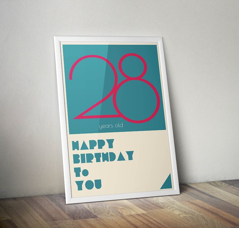 Poster _ Forever 28 years old, happy birthday - โปสเตอร์ - กระดาษ สีน้ำเงิน