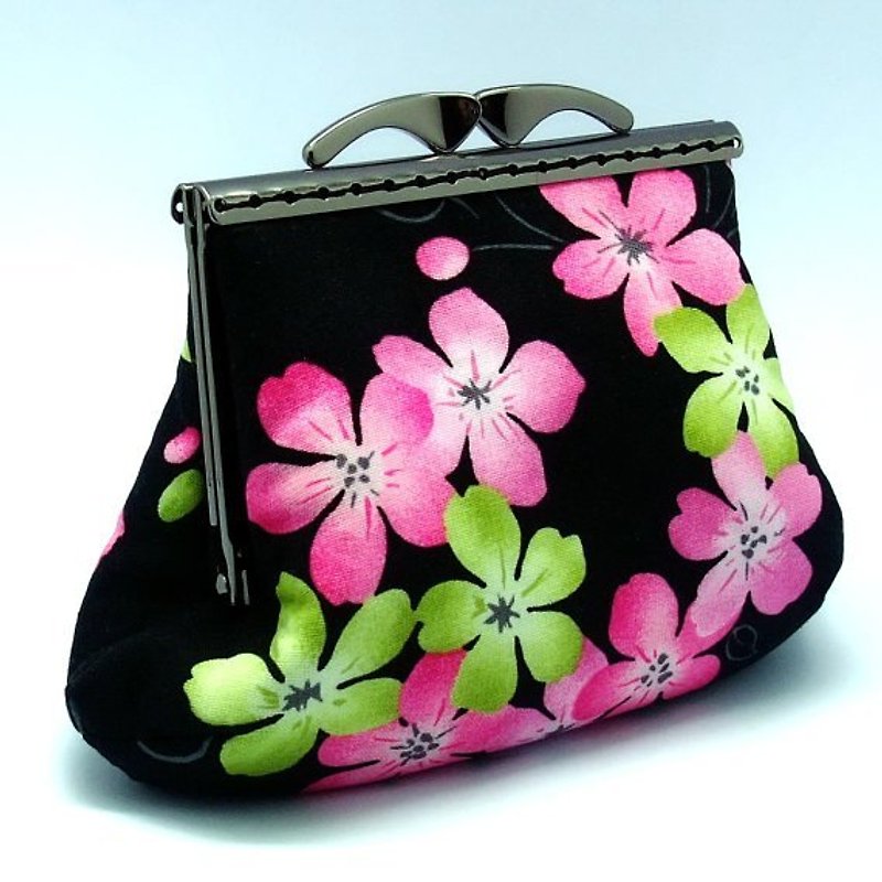 Retro Flower foot mouth split gold, and wallets - Coin Purses - Other Materials Black