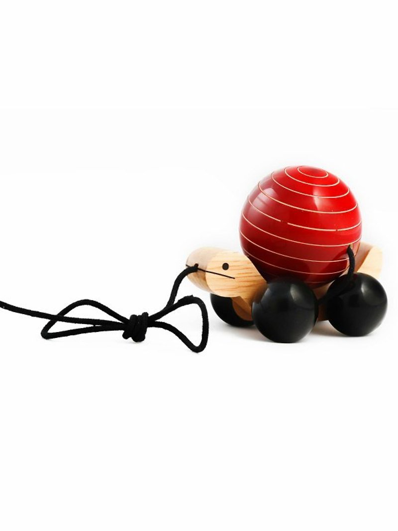 Toot turtle hand car red - Kids' Toys - Wood Red