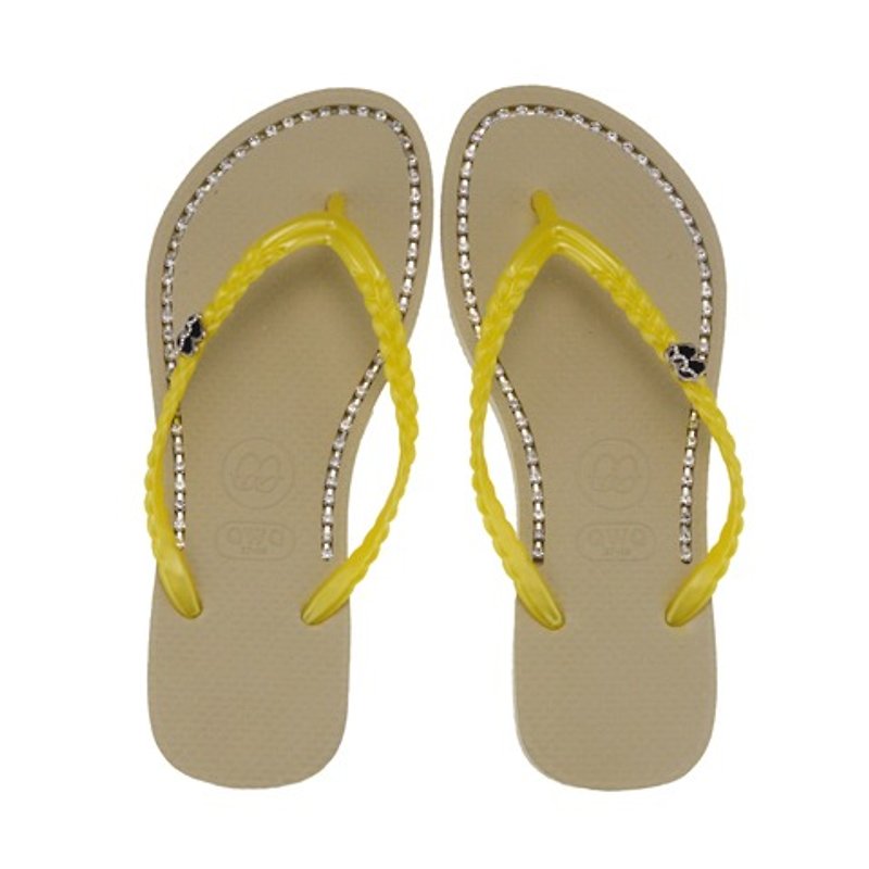 QWQ Creative Design Flip-Flops - Champagne Gold [BB0061506] - รองเท้าลำลองผู้หญิง - วัสดุกันนำ้ สีทอง