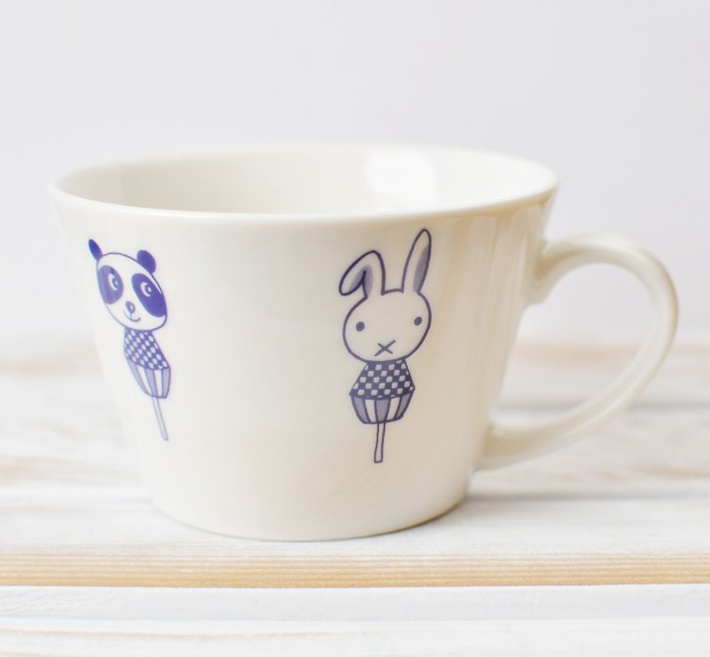 [Kato Shinji] Nippon Japanese blue animal celebration wide mouth mug / soup cup - แก้วมัค/แก้วกาแฟ - วัสดุอื่นๆ สีน้ำเงิน