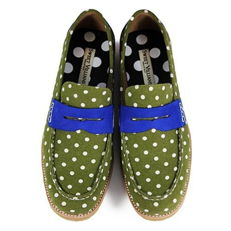 PolkaDot Falling M1108D Olivegreen - รองเท้าอ็อกฟอร์ดผู้หญิง - ผ้าฝ้าย/ผ้าลินิน สีเขียว