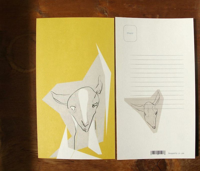 小動物們卡片—關於一隻山羊的肖像 - 卡片/明信片 - 紙 黃色