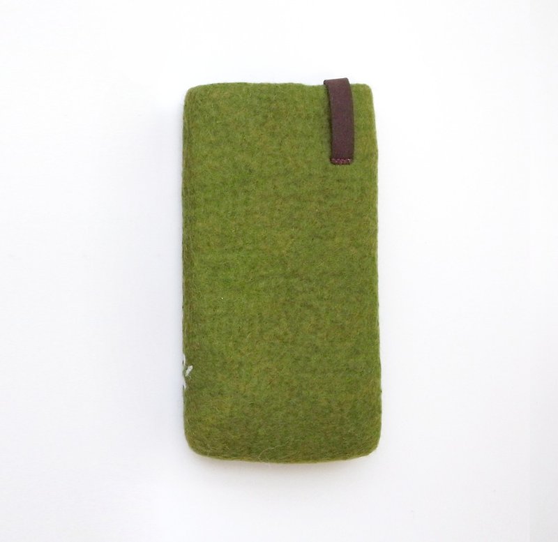 I Handmade wool felt mobile phone case-B. Yulu I carefully selected wool. Handmade. shockproof - Phone Cases - Wool Green