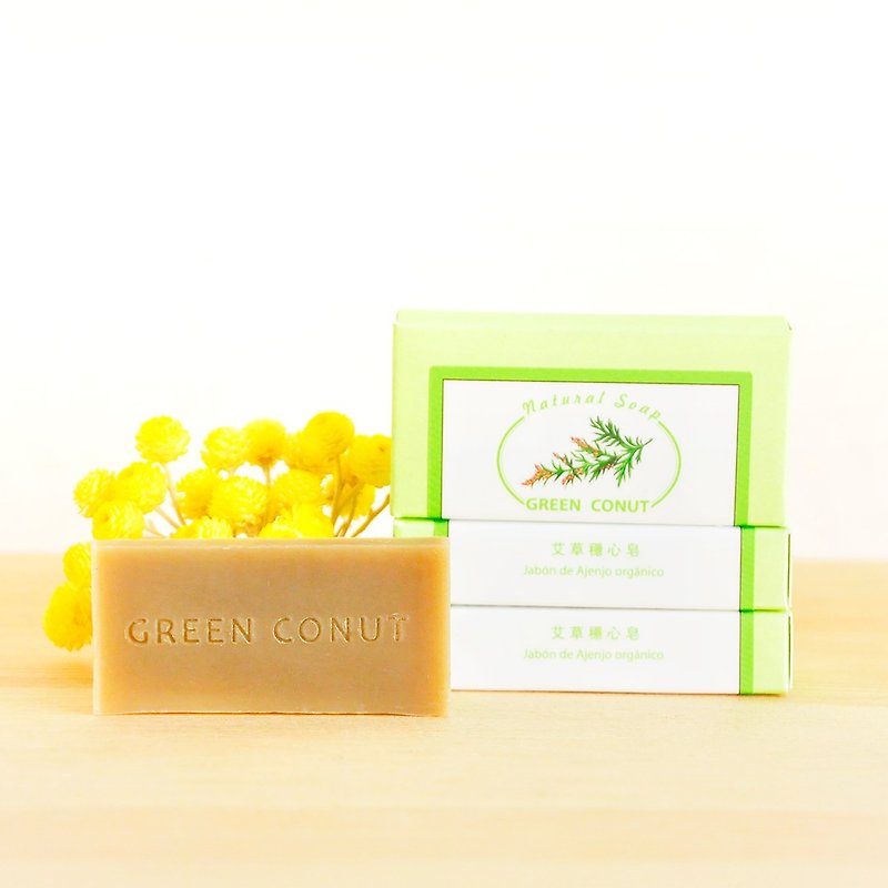 綠果  艾草穩心皂-30g-安撫放鬆 - 肥皂/手工皂 - 植物．花 卡其色