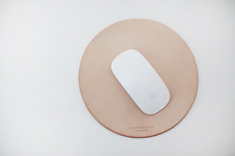 Mouse pad primary color leather handmade craftsman designer business primary color - แผ่นรองเมาส์ - หนังแท้ ขาว