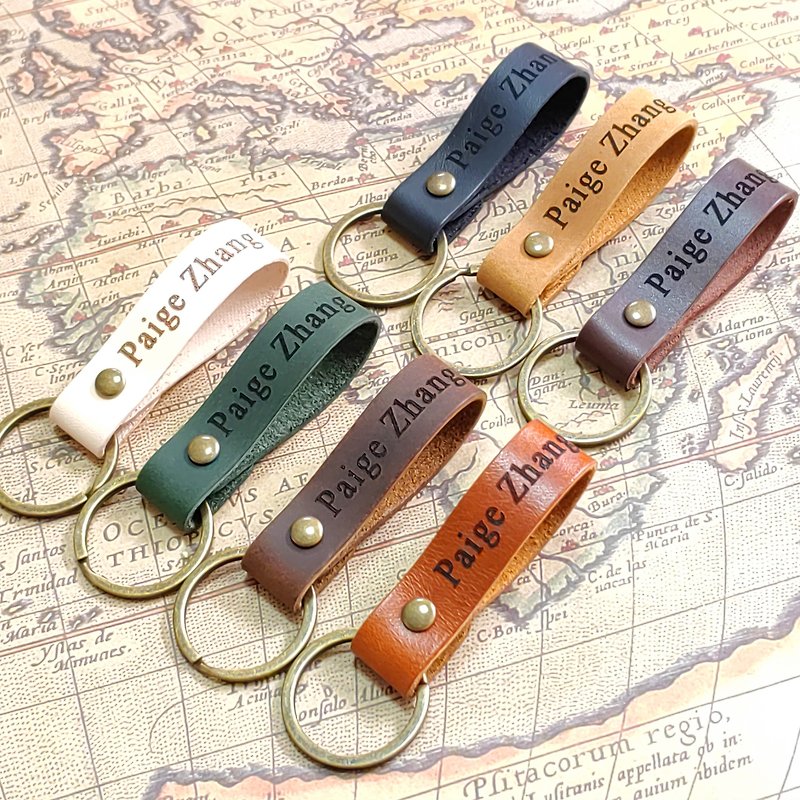 Personalized Handcrafted genuine leather keychain car key holder key fob free - เครื่องหนัง - หนังแท้ 