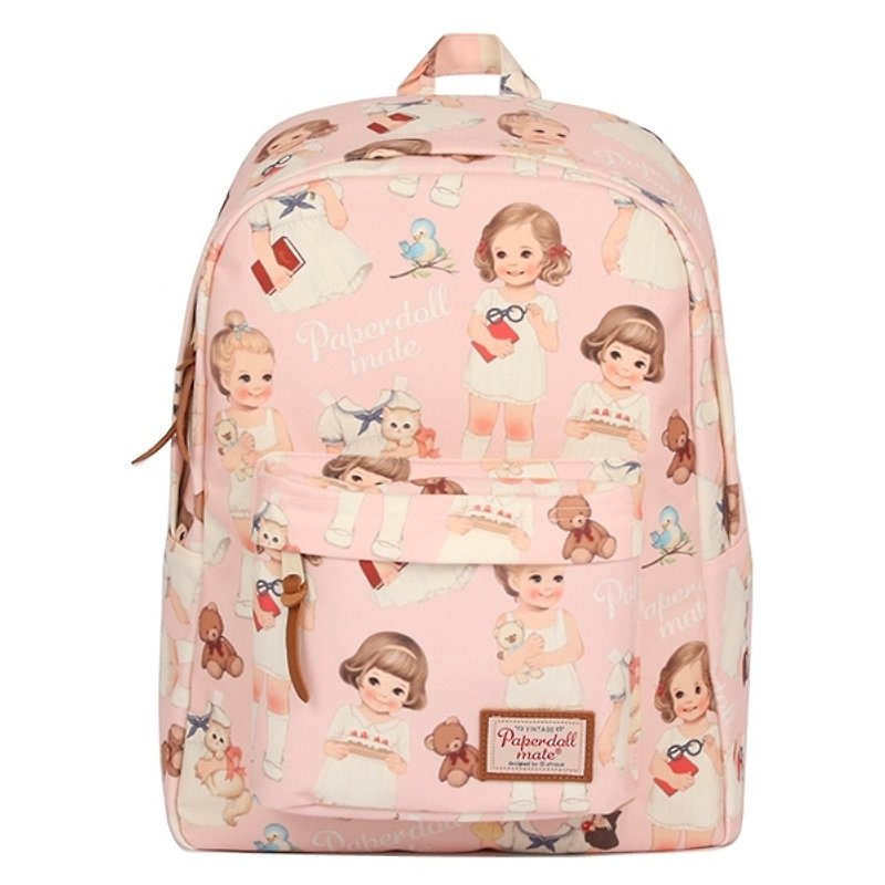 【牛一水佘】韓國 Afrocat paper doll mate backpack〈Pink〉復古娃娃 防水後背包 - 背囊/背包 - 防水材質 粉紅色