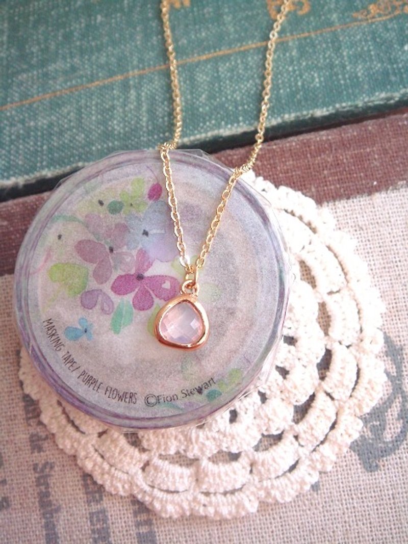 Japan mini natural stone crystal drop pendant hand feel short chain*sakura pink A456 gift birthday gift Valentine's Day gift - สร้อยคอทรง Collar - เครื่องเพชรพลอย สึชมพู