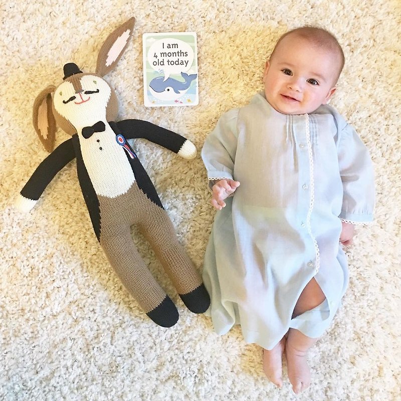 美國Blabla Kids|純棉針織娃娃(大隻)-翹鬍子魔術師兔子B21052620 - 嬰幼兒玩具/毛公仔 - 棉．麻 咖啡色