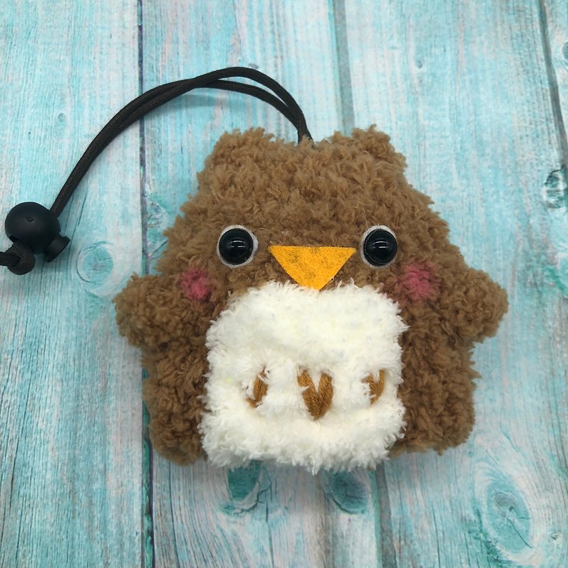 Light-colored owl four sizes knitted wool key case key storage key case - ที่ห้อยกุญแจ - ไฟเบอร์อื่นๆ สีกากี