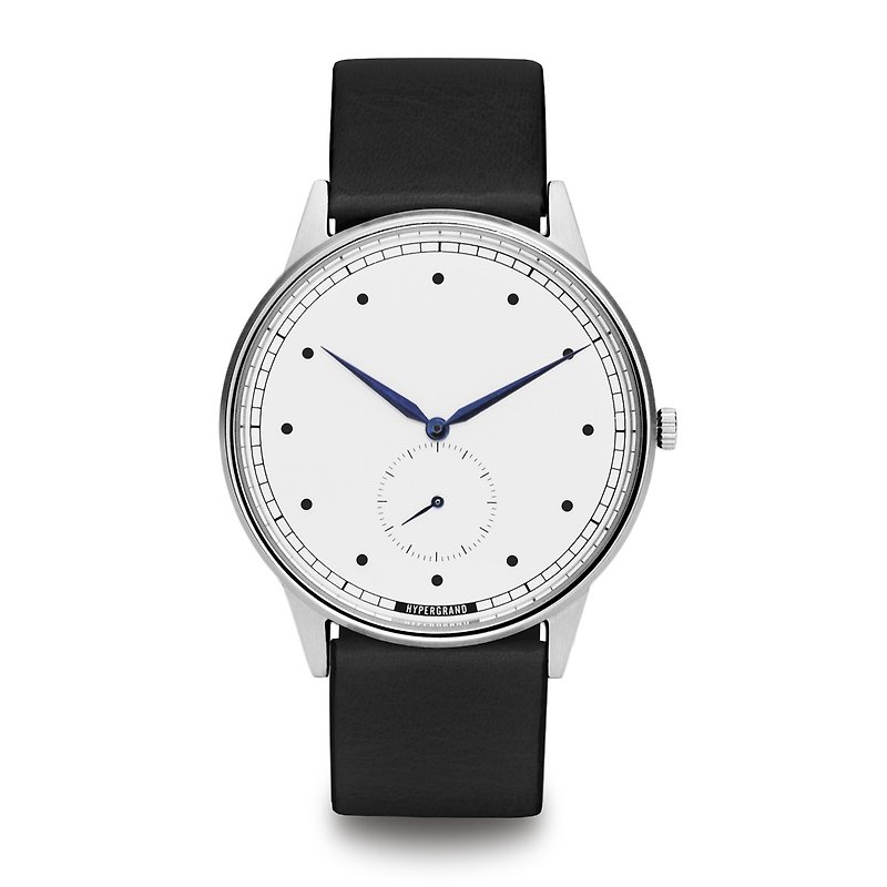 HYPERGRAND - Small Seconds Series - Silver White Dial Black Leather Watch - Men's & Unisex Watches - Other Materials Black