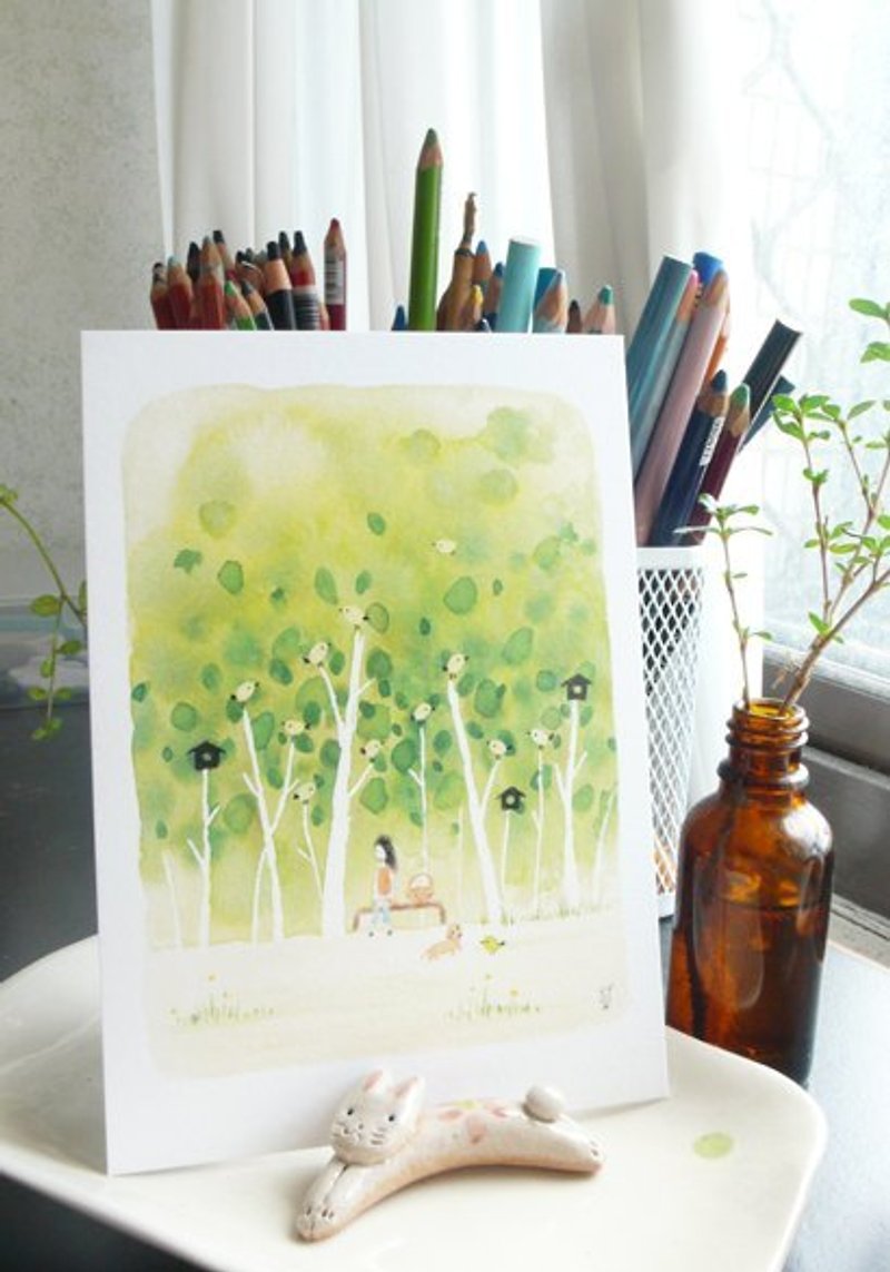 Summer tree/Listen to the tree singing postcard - Cards & Postcards - Paper Green