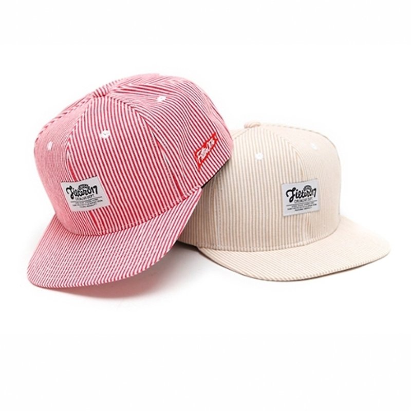 Filter017 Stripe Denim Snapback Cap 條紋單寧後扣式棒球帽 - 帽子 - 其他材質 紅色