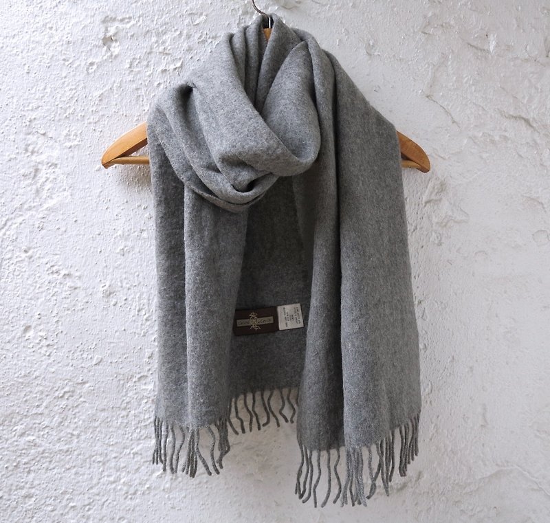 FOAK古著 義大利製厚實羊毛圍巾 - ผ้าพันคอ - วัสดุอื่นๆ สีเทา
