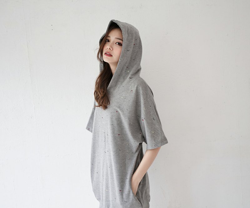 SUMI △ ▽ little flannel-fifth of fall camp sleeved hoodie _3SF230 - Other - Cotton & Hemp Gray
