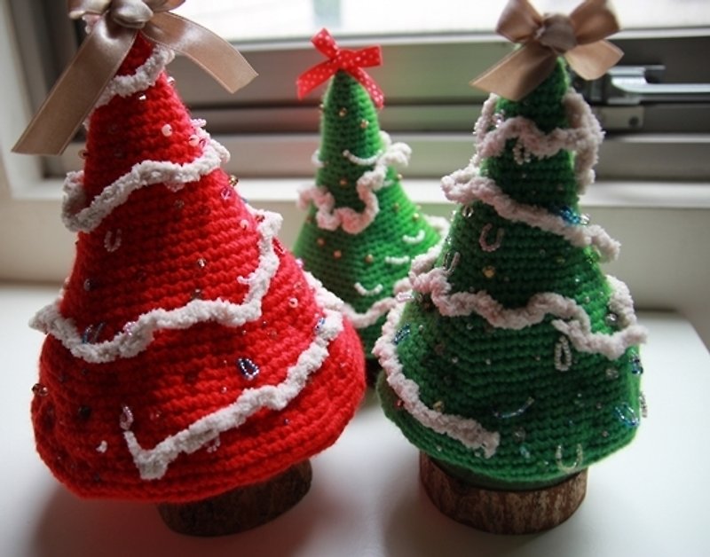【布。棉花】聖誕樹, 毛線聖誕樹, 聖誕擺設 - 擺飾/家飾品 - 其他材質 綠色