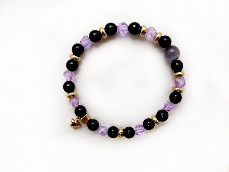 Reagan Candy Swarovski Crystal Black Onyx Ore Bracelet - Bracelets - Other Materials Purple