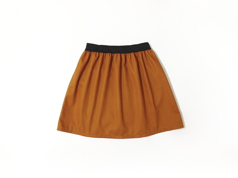 ::Lane68::手作棉質短裙(深橙色) - กระโปรง - วัสดุอื่นๆ สีส้ม