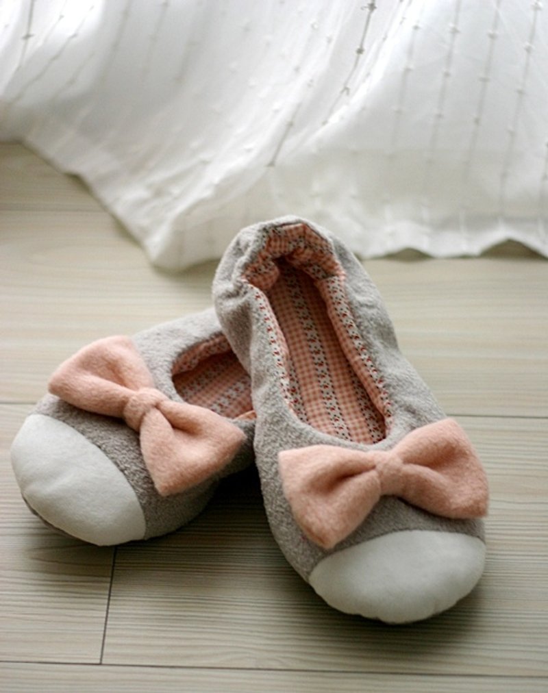hairmo. Fenju Bow indoor warm slippers - gray - Indoor Slippers - Other Materials Gray