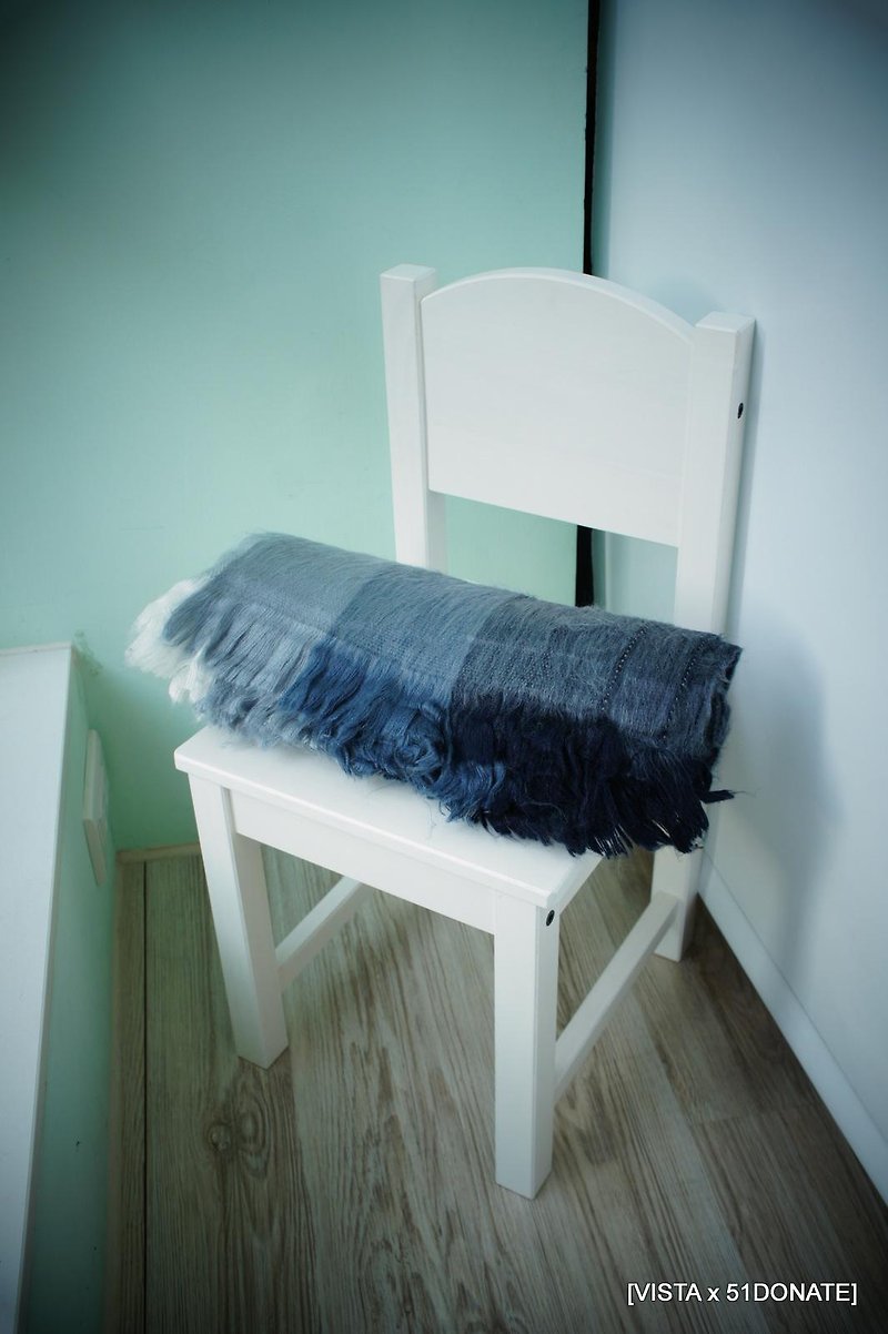 Vista [knowledge], South America, hand-made alpaca shawl (2014 Winter) - ผ้าพันคอ - วัสดุอื่นๆ สีน้ำเงิน