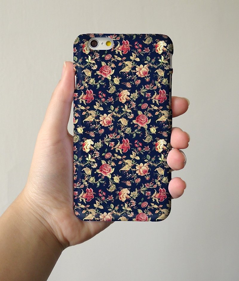 Black Floral pattern 3D Full Wrap Phone Case, available for  iPhone 7, iPhone 7 Plus, iPhone 6s, iPhone 6s Plus, iPhone 5/5s, iPhone 5c, iPhone 4/4s, Samsung Galaxy S7, S7 Edge, S6 Edge Plus, S6, S6 Edge, S5 S4 S3  Samsung Galaxy Note 5, Note 4, Note 3,  N - อื่นๆ - พลาสติก 