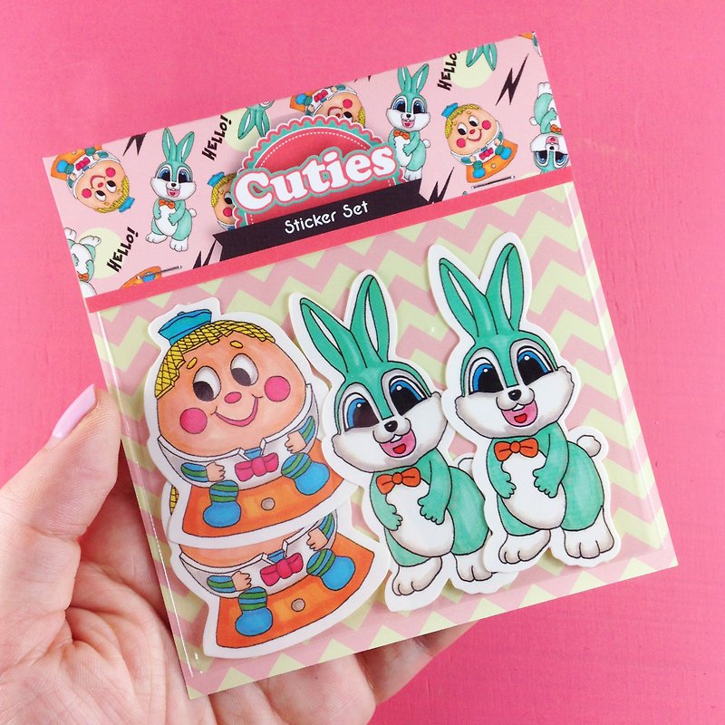 兔兔與蛋頭貼紙組 - 貼紙 - 紙 多色
