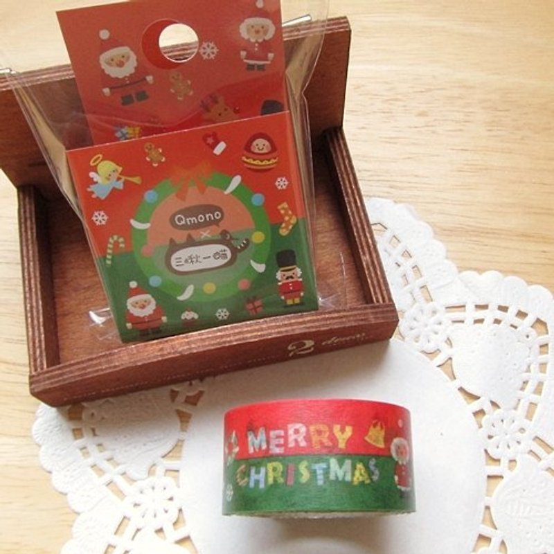 Qmono x Three Tweed One Meow Washi Tape (QMT-A08 Christmas) *Christmas - มาสกิ้งเทป - กระดาษ สีแดง