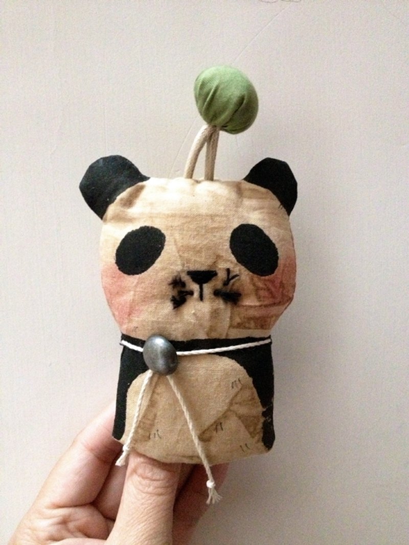 我的鑰匙包_動物篇（胖大熊 Panda Bear） - 鑰匙圈/鑰匙包 - 棉．麻 黑色
