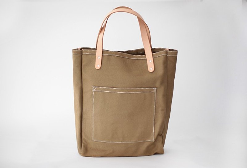 joydivision thick khaki canvas backpack simple shoulder - Handbags & Totes - Other Materials Gold
