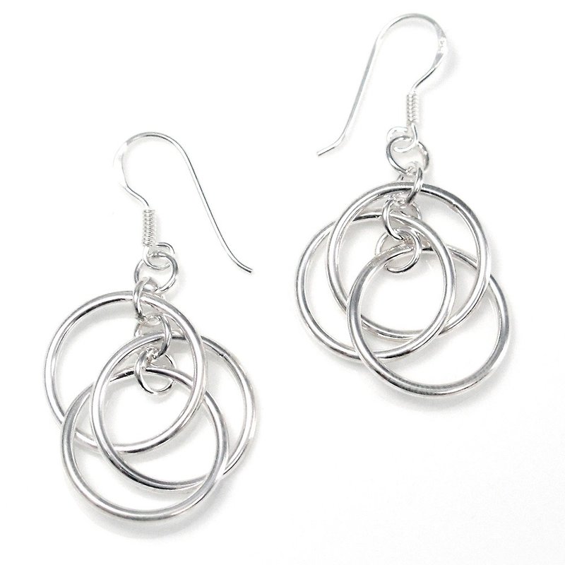 925 Sterling Silver Earrings Triangular Silver Earrings - 64DESIGN - ต่างหู - เงินแท้ สีเทา