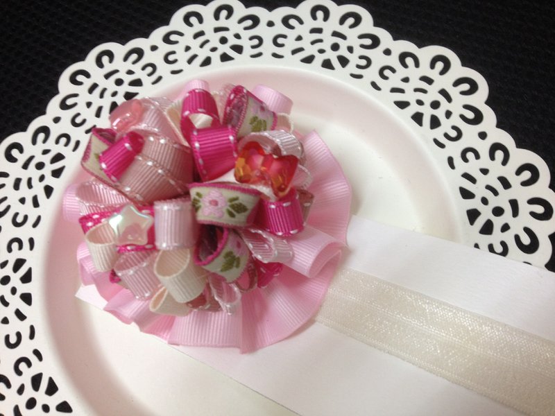 カラフルなピンクの花ボール/弾性ヘッドバンド - スタイ - その他の素材 ピンク