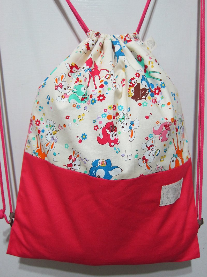Hand-made drawstring backpack-[Childhood Fun] - Drawstring Bags - Other Materials Multicolor