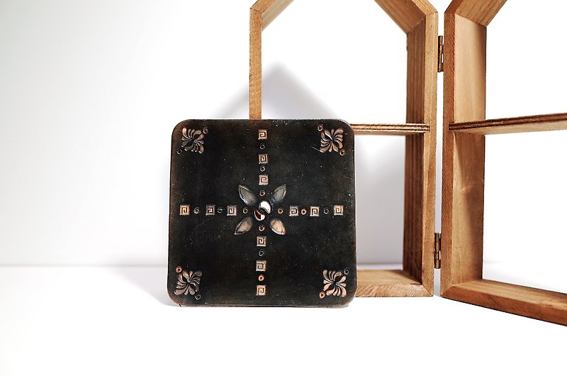 信じられないほどの古代のプリント革のコースター（14色/無料レタリング） - コースター - 革 グレー