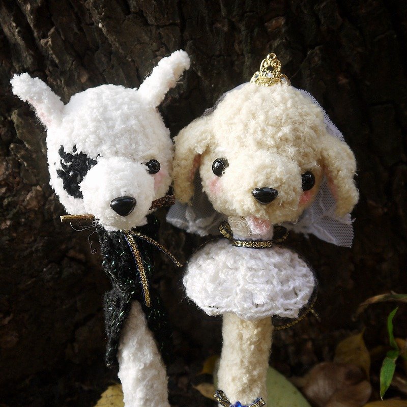 "Handmade Woolen Yarn" Wedding Series Modeling Signature Pair Pen♥Customized Tailor-made Pets♥ - Stuffed Dolls & Figurines - Other Materials White