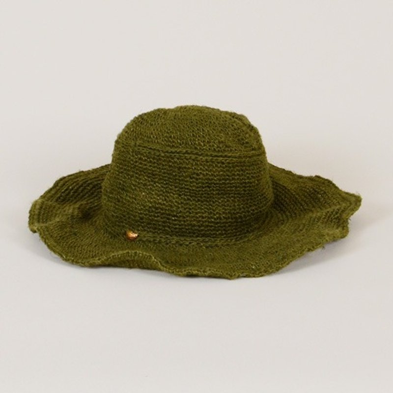 地球ツリーフェアトレード」2015手編みの帽子シリーズ」 - 手織り麻の帽子緑 - 帽子 - 寄せ植え・花 