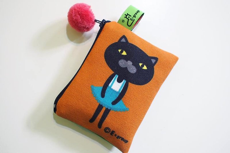 E*group small square package double-sided design brunette coin purse key bag card package cat - กระเป๋าใส่เหรียญ - วัสดุอื่นๆ 